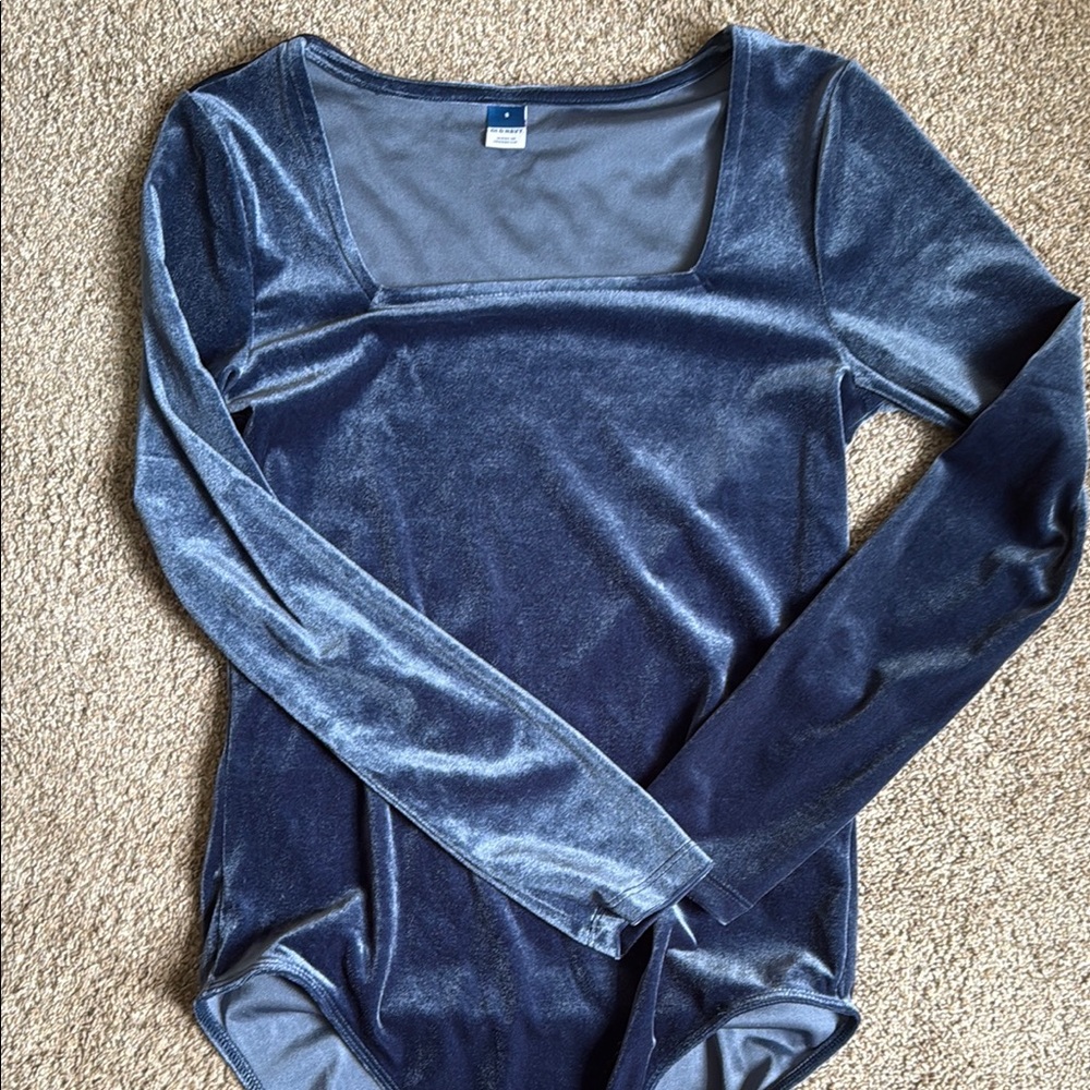 Blue Velvet Long Sleeve Bodysuit